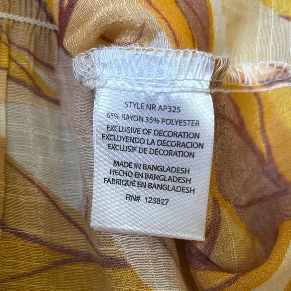 Alex & Parker Women's Leaf Print Top - Yellow and Brown - Picture 4 of 5